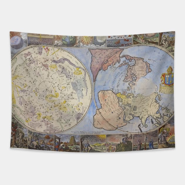 Vintage Astrological World Map (1699) Tapestry by Bravuramedia