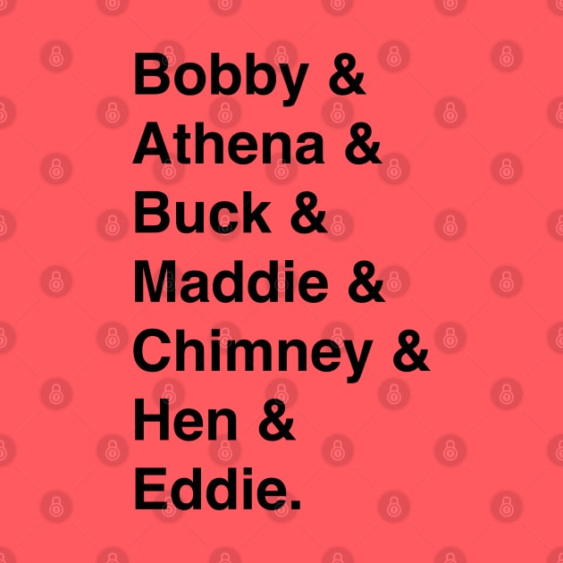 9-1-1 Character Names (in black) by sunnydelight