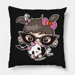 cute halloween whimsical cute girl illustration Pillow