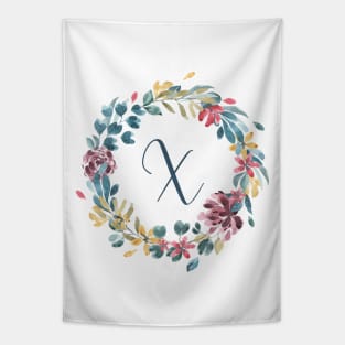 Floral Monogram X Colorful Full Blooms Tapestry