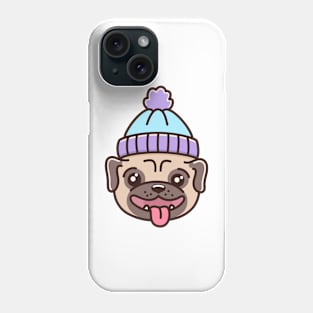 Winter pug dog Phone Case