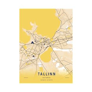 Tallinn - Estonia Yellow City Map T-Shirt