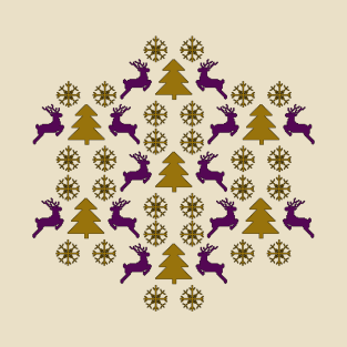 Festive Pixel Parade: Reindeer, Tree, Snowflake No 3 T-Shirt