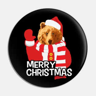 Funny Santa Claus Bear Merry Christmas Pin