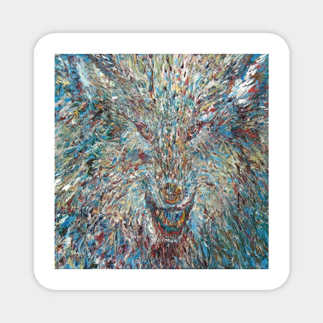 WOLF - OIL PORTRAIT Magnet by lautir