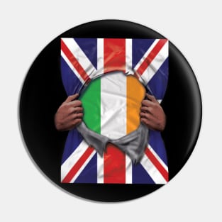 Ireland Flag Great Britain Flag Ripped - Gift for Irish From Ireland Pin