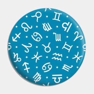 Pattern Set Zodiac Sign Horoscope Astrology Symbol White and Teal Pin