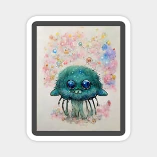 Cute flowerpunk sea creature - Jellyfish Monster Magnet