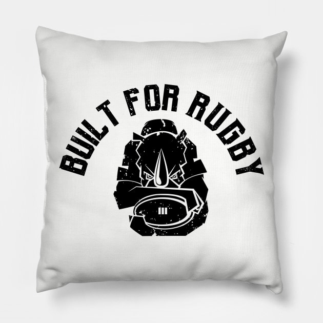 Built for Rugby Rhino Mascot Pillow by atomguy