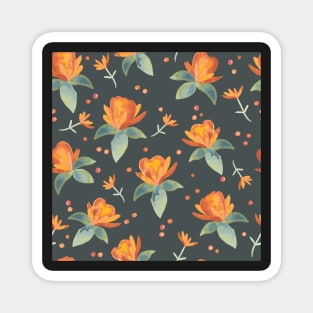 Teal and Burnt Sienna Watercolour florals and foliage Magnet