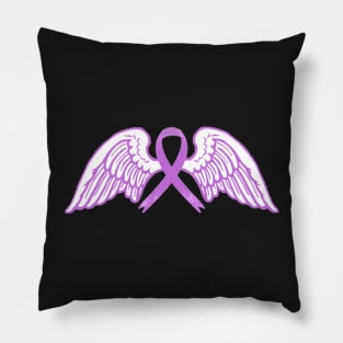 Light Purple/Pink Awareness Ribbon with Angel Wings Pillow