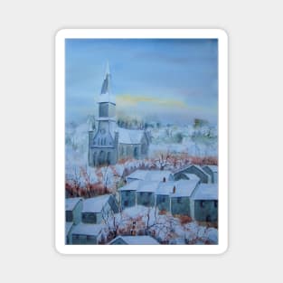 Snow in a French Village Magnet