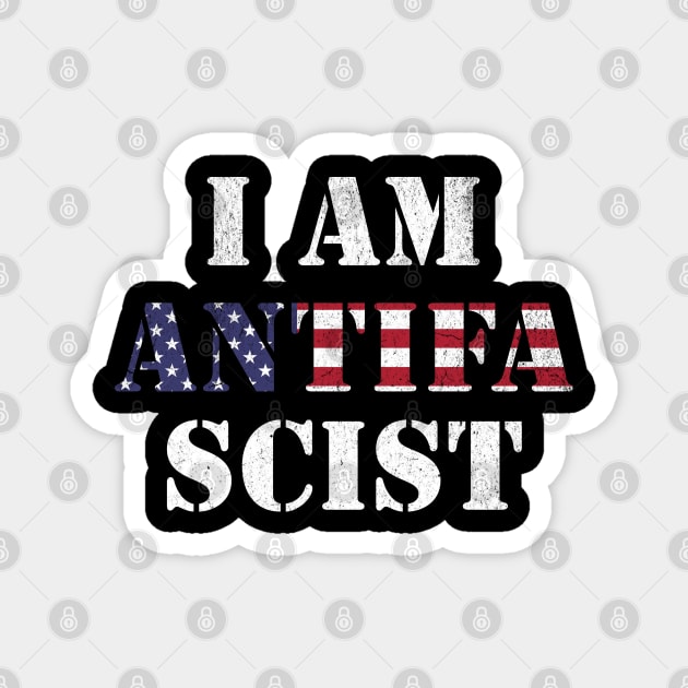 I Am Anti Fascist American Flag Political Resistance Magnet by Yesteeyear