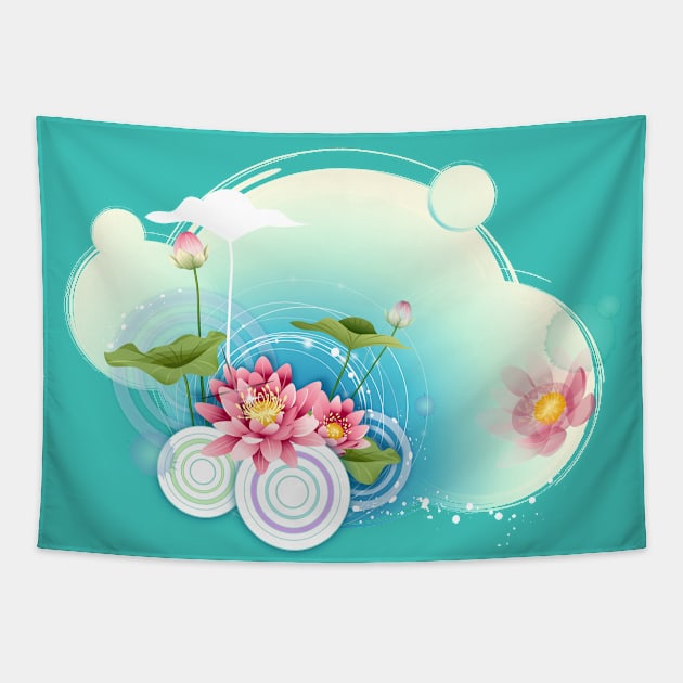 Floral aqua Tapestry by riobyxande