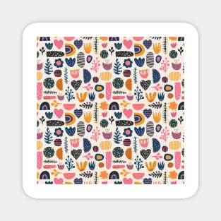 Scandinavian cute abstract shapes, flowers, hearts Magnet