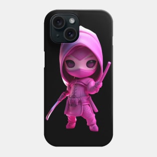 Pink Ninja Goddess: 3D Cartoon Art Depicting a Warrior Assassin in Black and White Phone Case