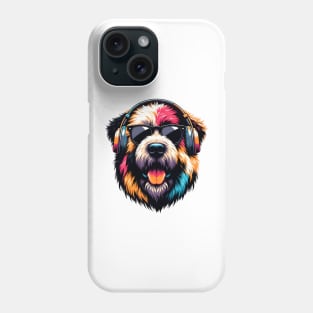 Grinning Bouvier des Flandres as Smiling DJ with Headphones Phone Case