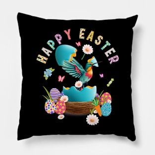 Hummingbird Happy Easter Egg Hunting Easter Day Pillow