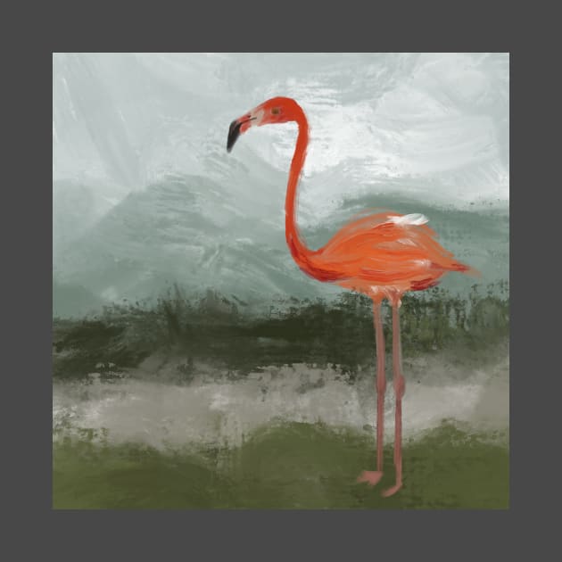 Flamingo in Swampland by morgandraws