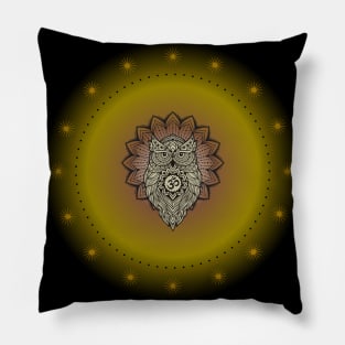 OM Mantra Magic Owl. Mystical, Meditative. by  Third-Eye-Realm Pillow