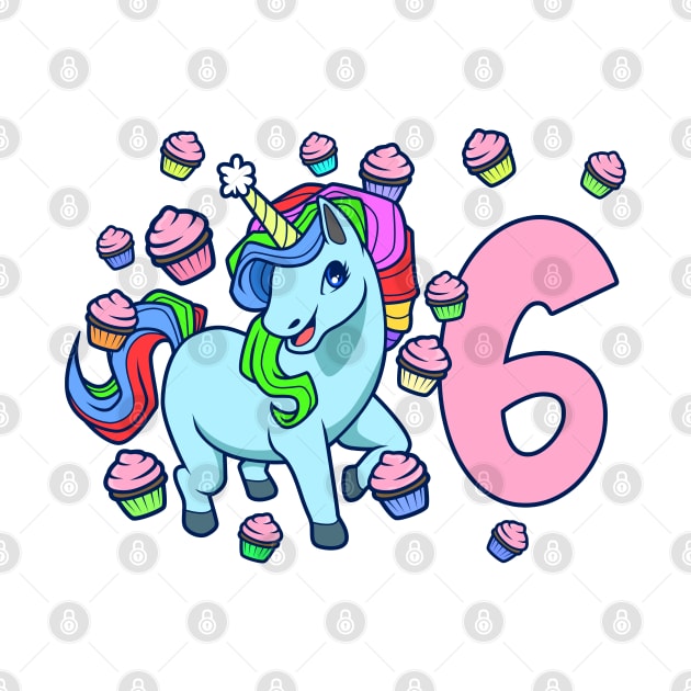 I am 6 with unicorn - girl birthday 6 years old by Modern Medieval Design