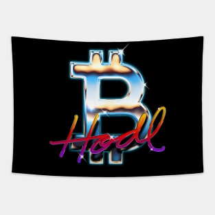 Bitcoin Logo 80's Rainbow Horizon HODL BTC Crypto Bitcoin Tapestry