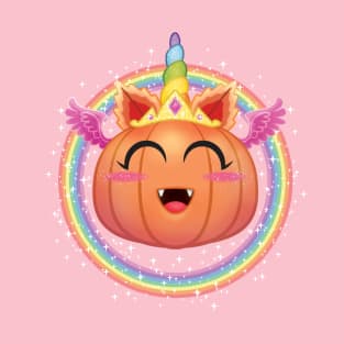 Magical Halloween Kawaii Unicorn Pumpkin (or is it a Cute Alicorn Pumpkin?) T-Shirt