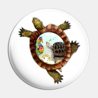 Turtle and Seahorse Pin