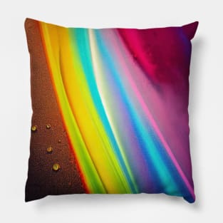 Liquid Colors Flowing Infinitely - Heavy Texture Swirling Thick Wet Paint - Abstract Inspirational Rainbow Drips Pillow