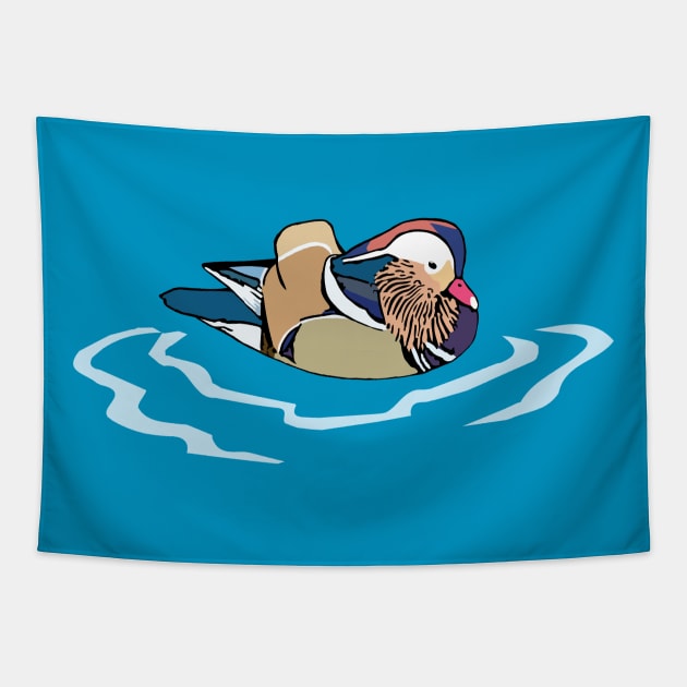 Mandarin duck Central Park Tapestry by sketchpets