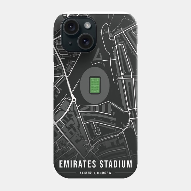 Emirates Stadium Map Design Phone Case by TopFootballStadiums