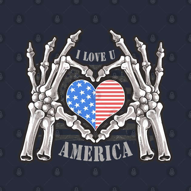 I love you America skeleton by Mako Design 