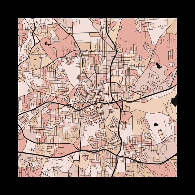 Winston-Salem Map Pattern in Soft Pink Pastels by PatternMaps