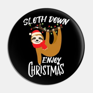 Sloth down enjoy christmas Pin