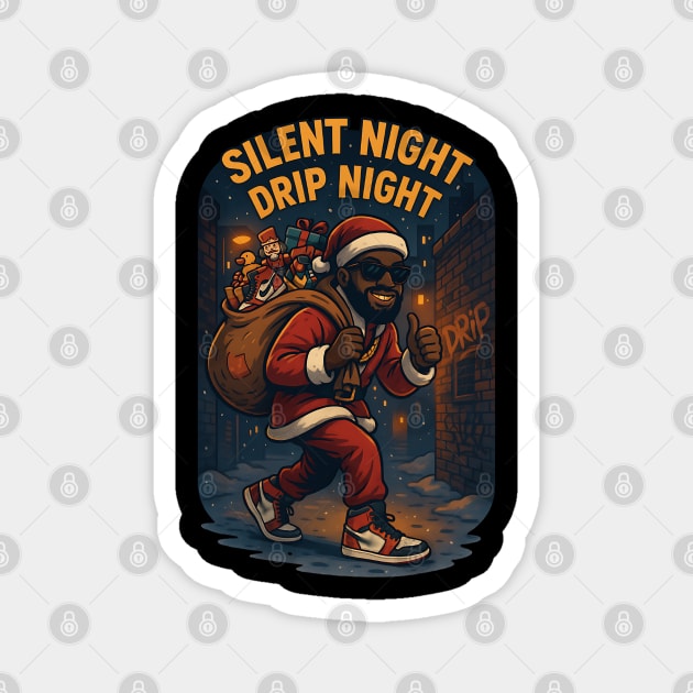 Silent  Night Drip Night Black Santa Magnet by UrbanLifeApparel
