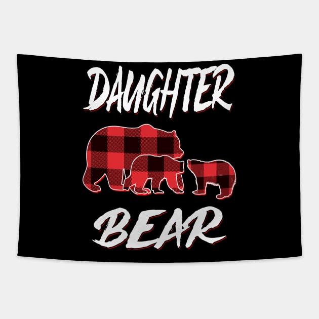 Daughter Bear Red Plaid Christmas Pajama Matching Family Gift Tapestry by intelus
