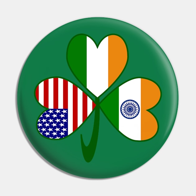 India Ireland USA Shamrock Flags Pin by AuntieShoe