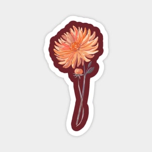 Coral Dahlia Sprig Bud Magnet