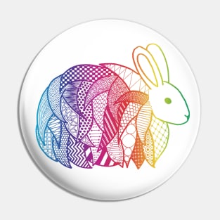 Rainbow Angora Rabbit Pin