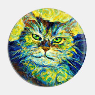 Cat Portrait in the Style of Van Gogh Pin