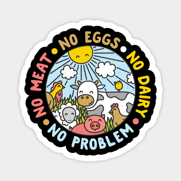 No Meat No Eggs No Dairy No Problem Vegan Magnet by thingsandthings