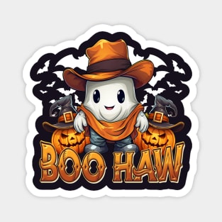 Funny Halloween Western Cowboy Cowgirl Ghost Boo Haw Spooky Magnet