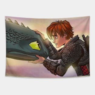 Hiccup and Toothless Goodbye Tapestry