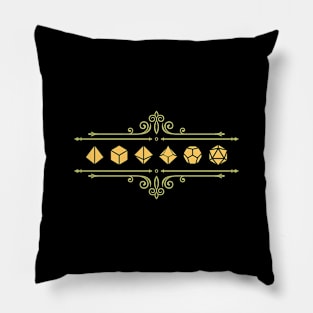 Subtle Vintage Ornament Green Yellow Polyhedral Dice Set Pillow