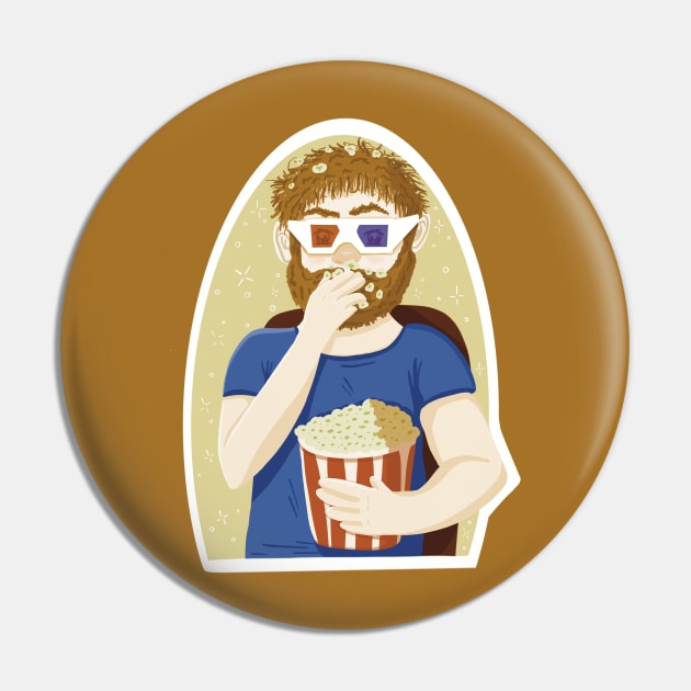 Movie man eating popcorn Pin by Xatutik-Art