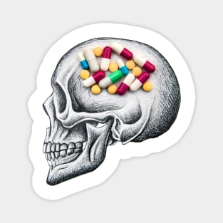 Addiction Skull Medicines - art by ben heine Magnet