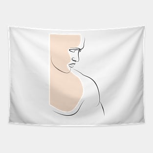 Minimalist Clean Design Line Art Man Tapestry