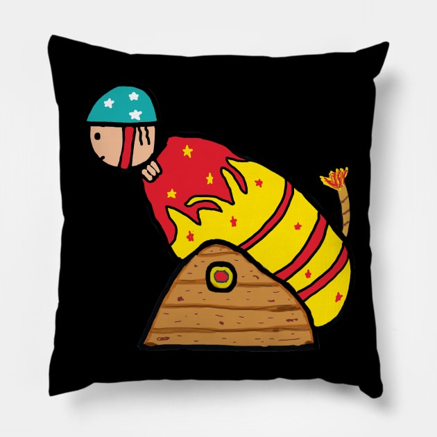 Human Cannonball Pillow by Mark Ewbie