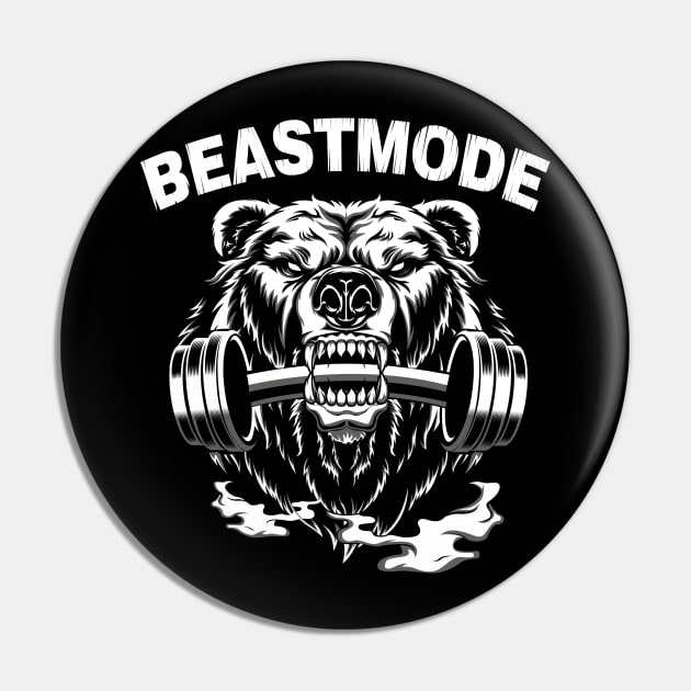 Fitness Beast Mode Bear Wild Animal Pin by mybeautypets