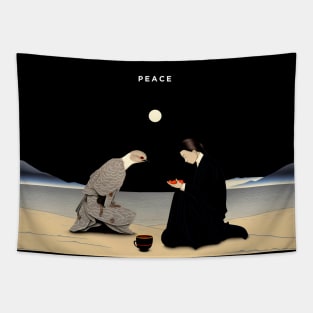 Peace: Can't We All Just Get Along on a dark (Knocked Out) background Tapestry